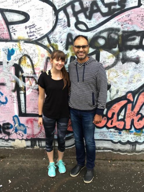Ashley with her teacher, Faisal Mohyuddin, in Belfast