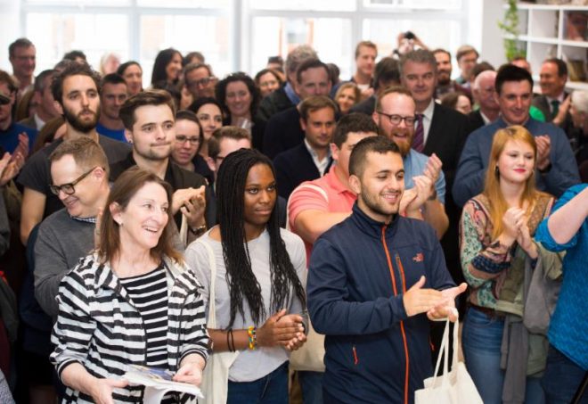 Students, teachers, supporters at the N4 launch in Limerick. (Credit: Diarmuid Greene)